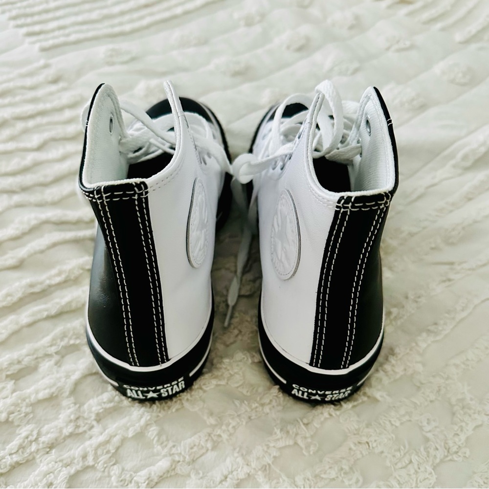 Brand new in box never worn custom black and white leather platform Converse❤️ - Picture 6 of 9